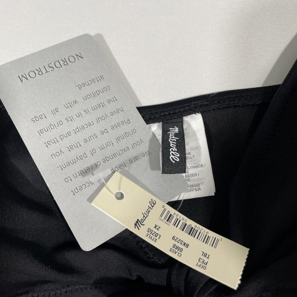 NWT MADEWELL [ PLUS 2X ] Second Wave Tie Front Bikini Top In True‎ Black - Picture 7 of 12